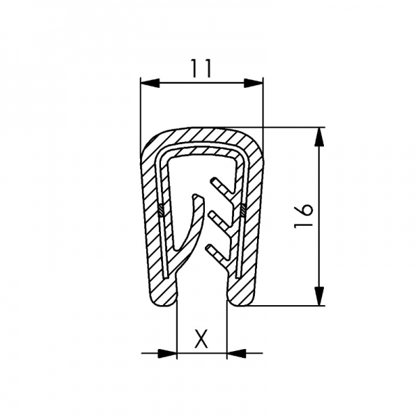 PVC-Kantenschutzprofil, Klemmbereich 1,0-4,0 mm, schwarz