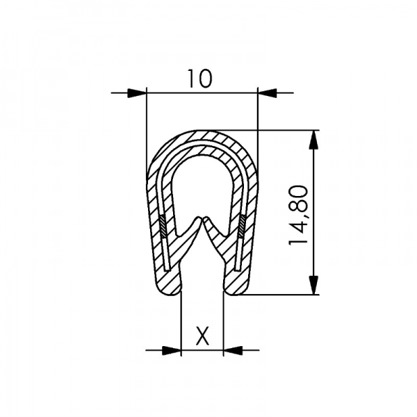 PVC-Kantenschutzprofil, Klemmbereich 1,0-4,0 mm, anthrazit