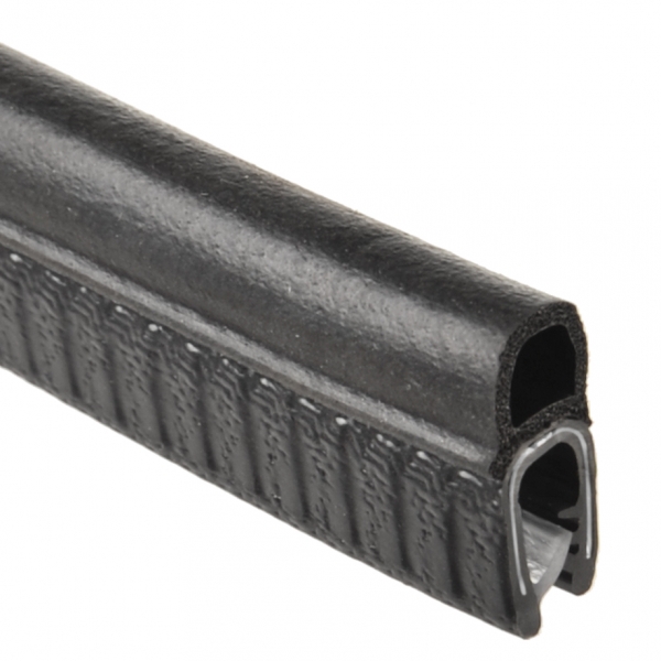 PVC-Kantenschutzprofil und EPDM-Moosgummi-Dichtschlauch, Klemmbereich 1,5-3,5 mm, schwarz